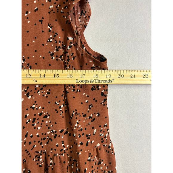 Boho Feminine Brannan Brown‎ Dress – Rust with Black & White Dots, Size L - Picture 9 of 11